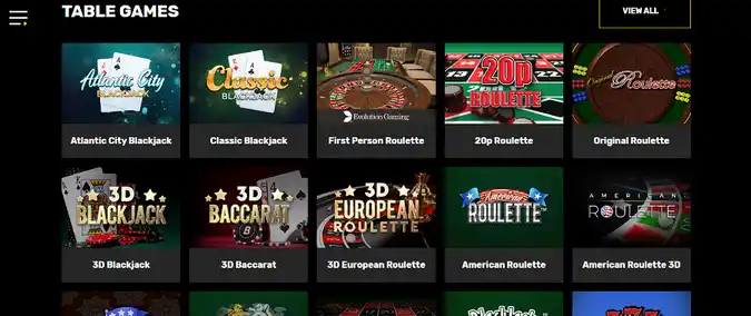 hyper casino table games