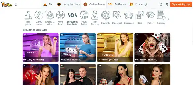 Yesplay casino bet games