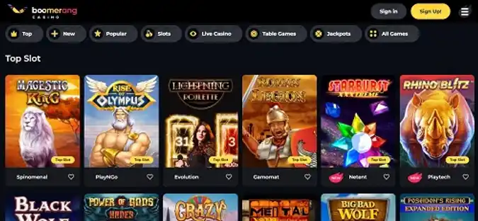 Boomerang casino table games