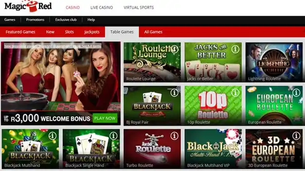 Magic Red Casino Table Games