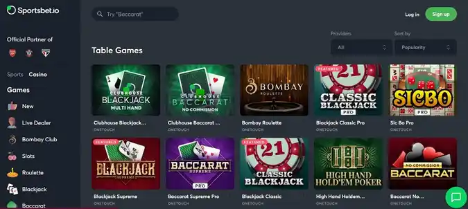 Sportsbet.io table games