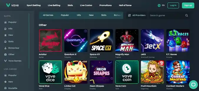Vave casino games