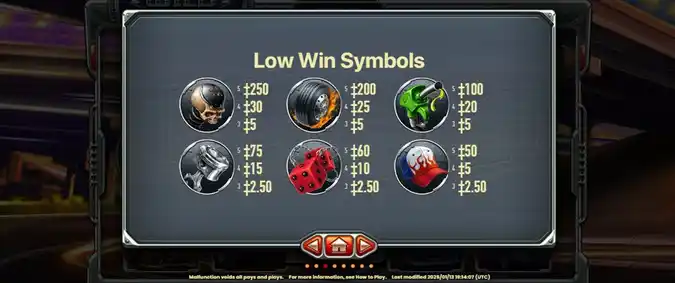 Wild Trucks Slot Low Win Symbols