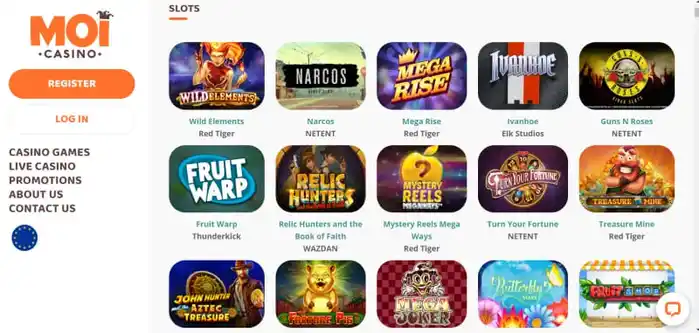 Moi Casino Slots Page Screenshot