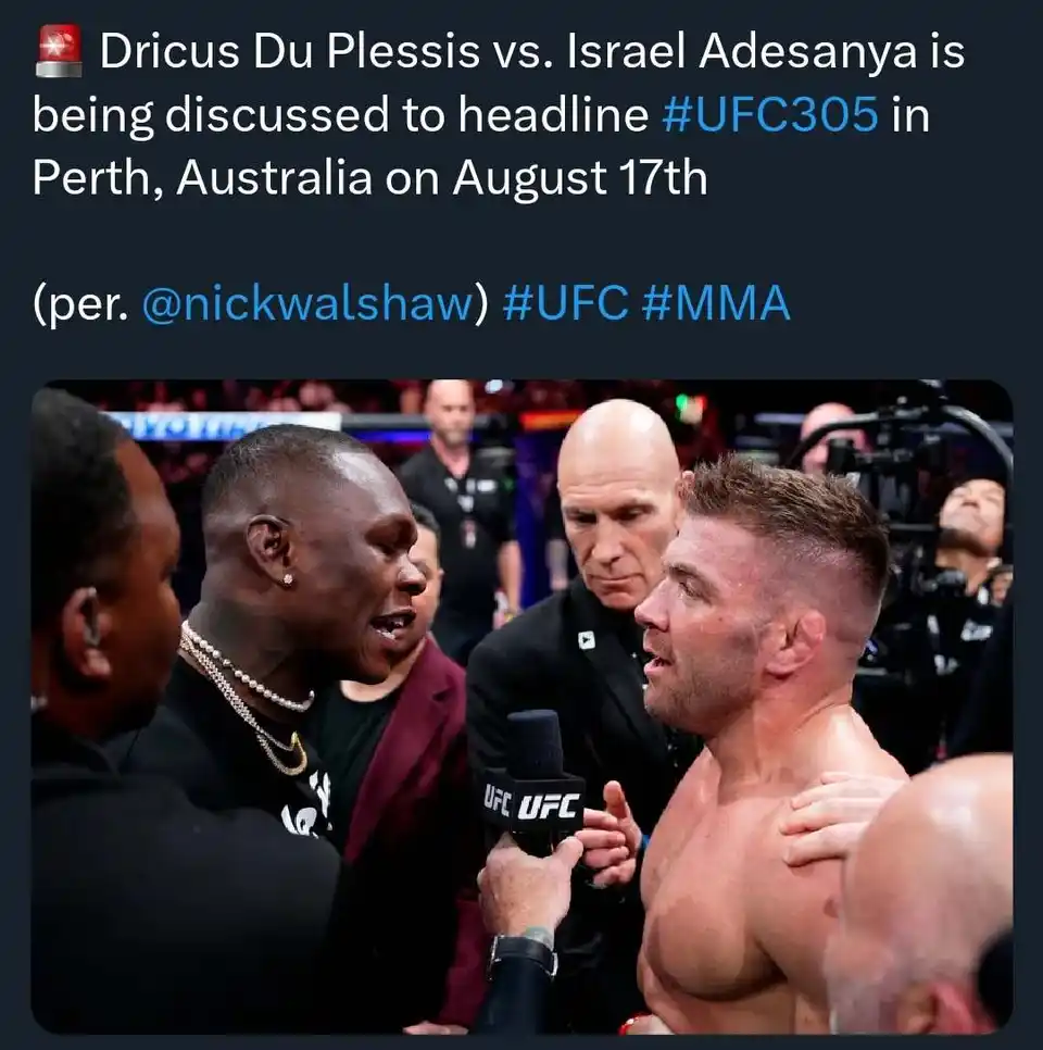 Dricus du plessis vs. israel adesanya fight rumours