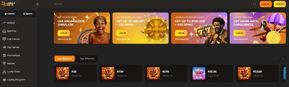 JabulaBets Welcome Bonus Homepage
