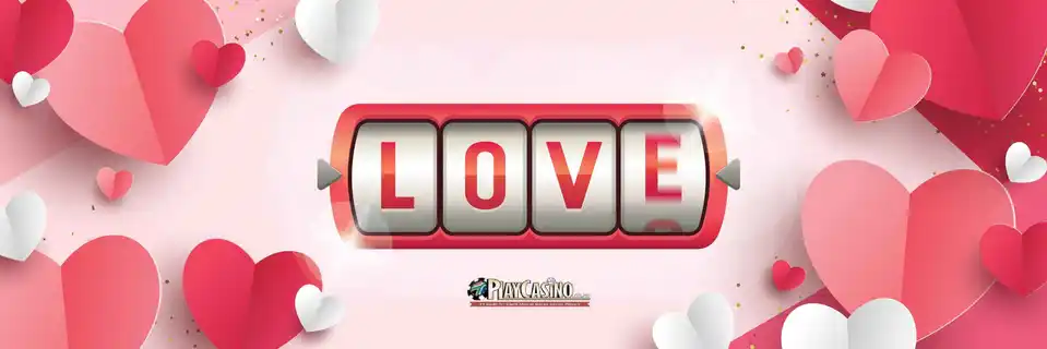 Valentine's Day banner with love slot and hearts