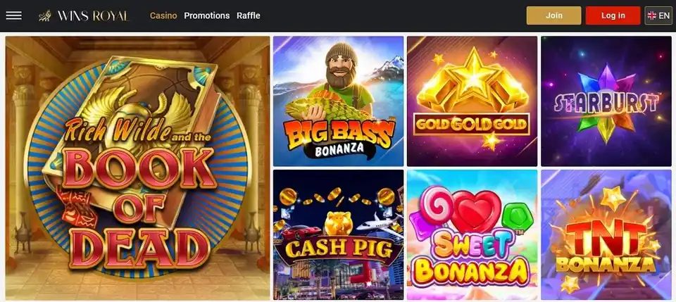 Winsroyal casino slots screenshot