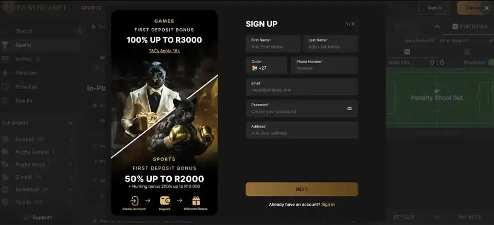 PantherBet Sign Up