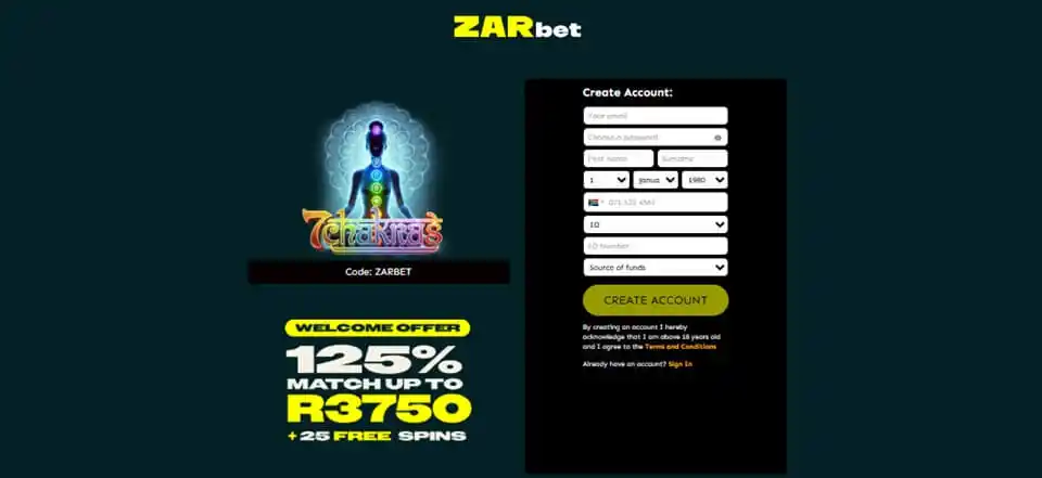 ZARbet Casino Welcome Bonus