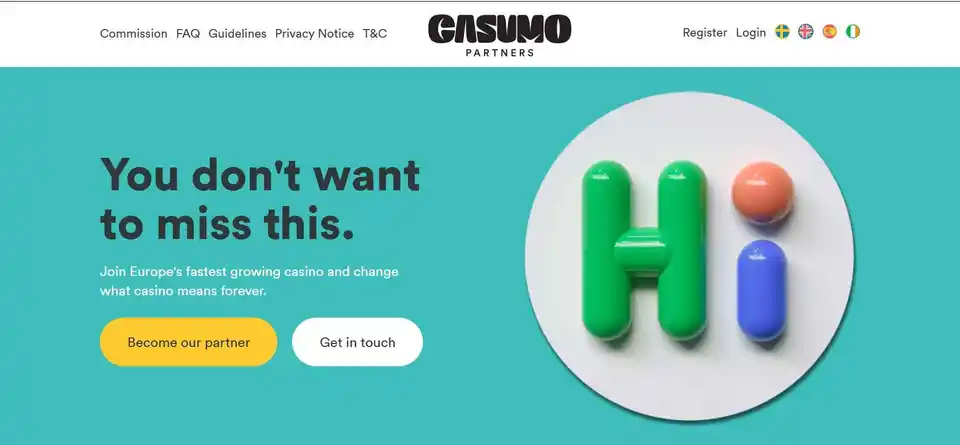 Sign up to Casumo Partners Affiliate Program