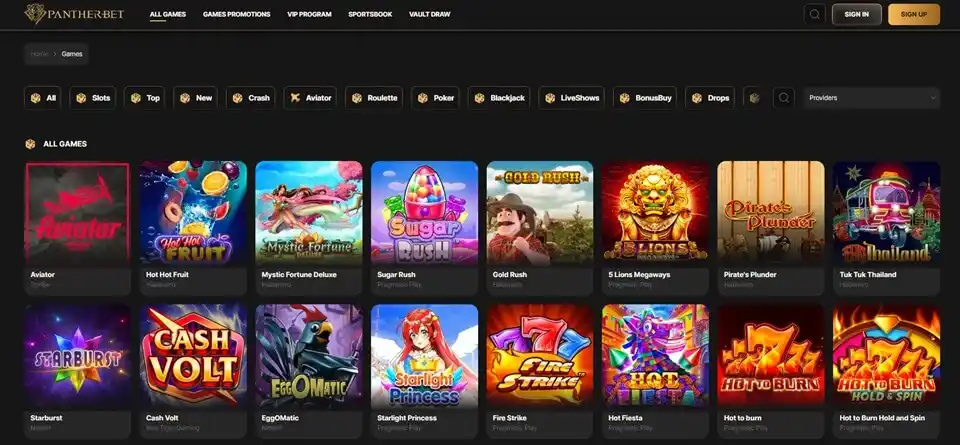 Pantherbet Casino Games