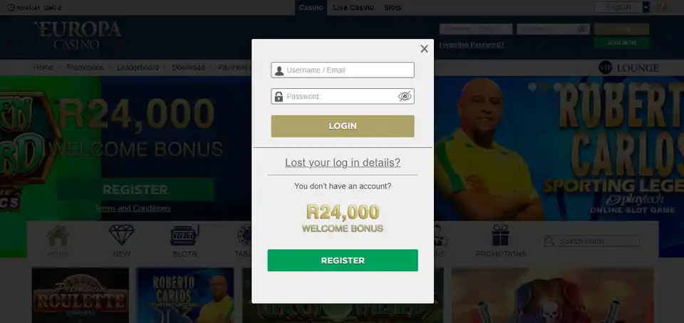 Europa casino login page
