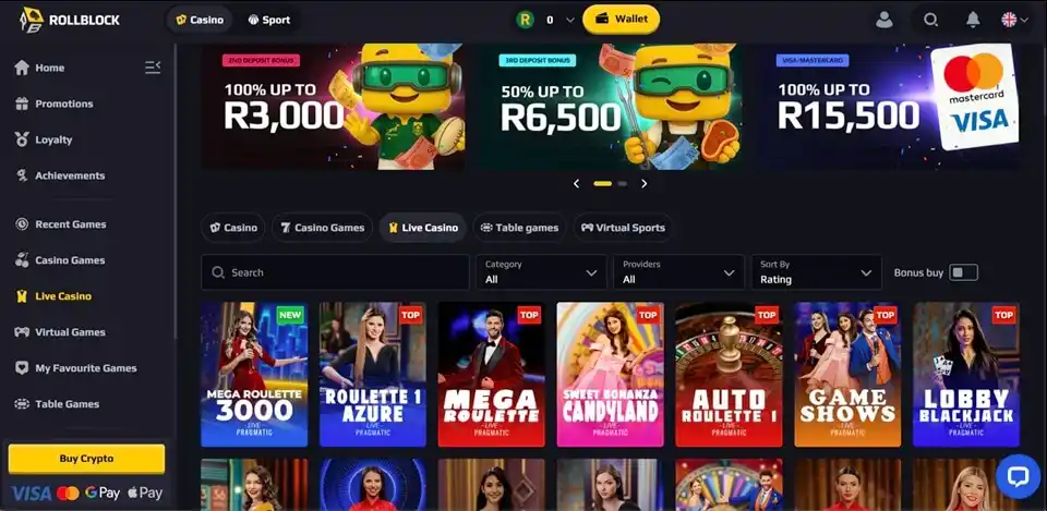 Rollblock Casino Homepage