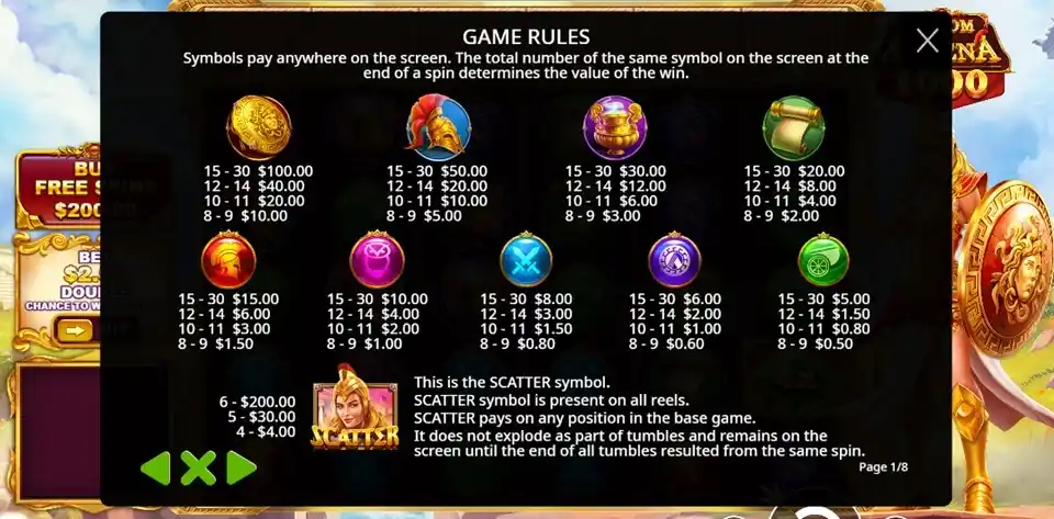 Wisdom of Athena 1000 Slot Symbols