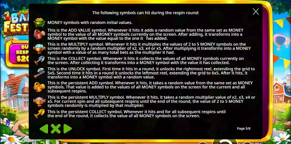 Barn Festival Slot Bonus Round Symbols