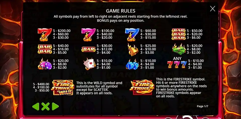 Fire Strike 2 Slot Symbols