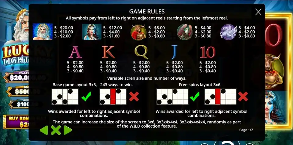 Lucky Lightning Slot Game Symbols