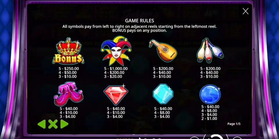 Joker Jewels Slot Symbols