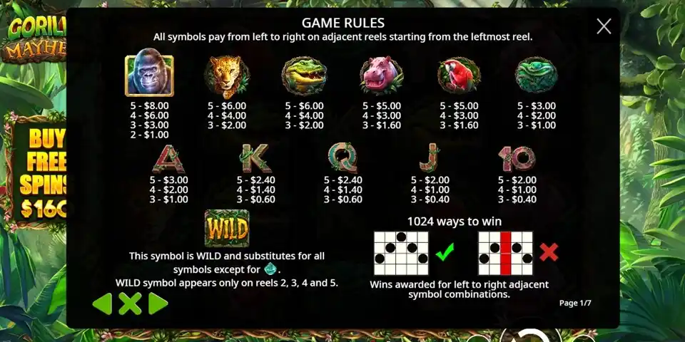 Gorilla Mayhem Slot Symbols