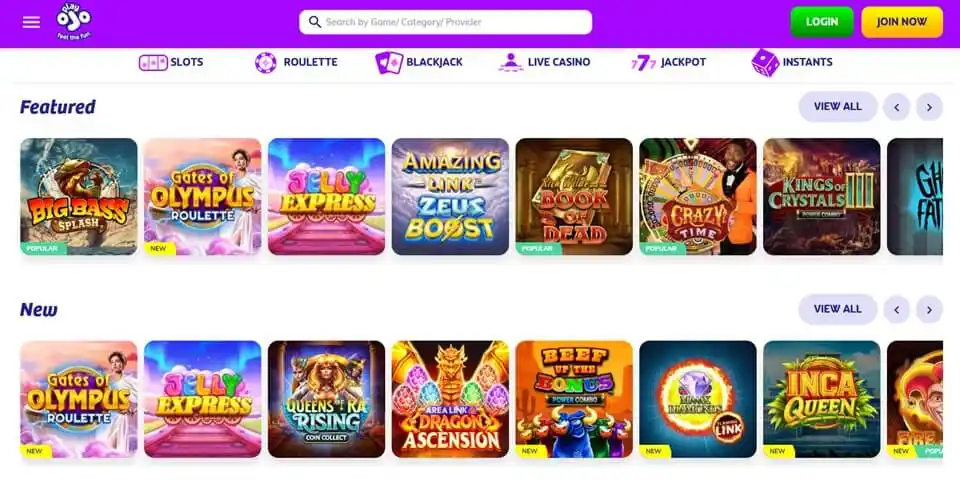 PlayOjo Casino Games