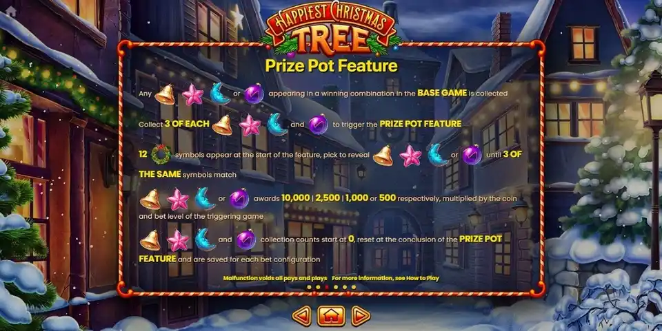 Happiest christmas tree slot prize pot feature