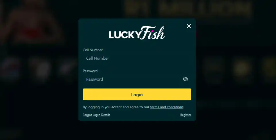 Lucky Fish Login form
