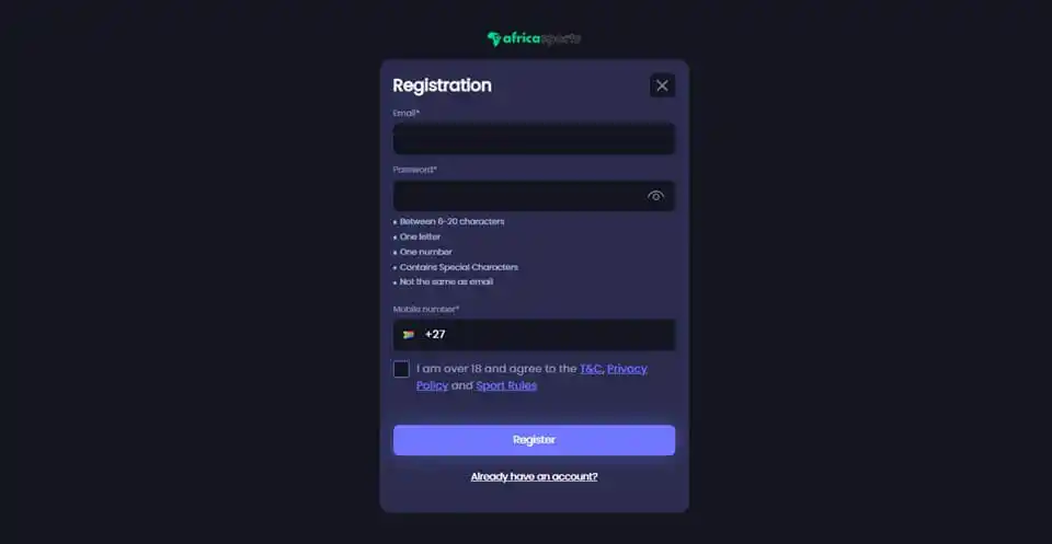 AfricaSports Registration