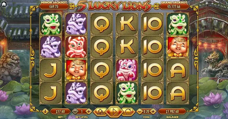 5 Lucky Lions Slot Game Screenshot