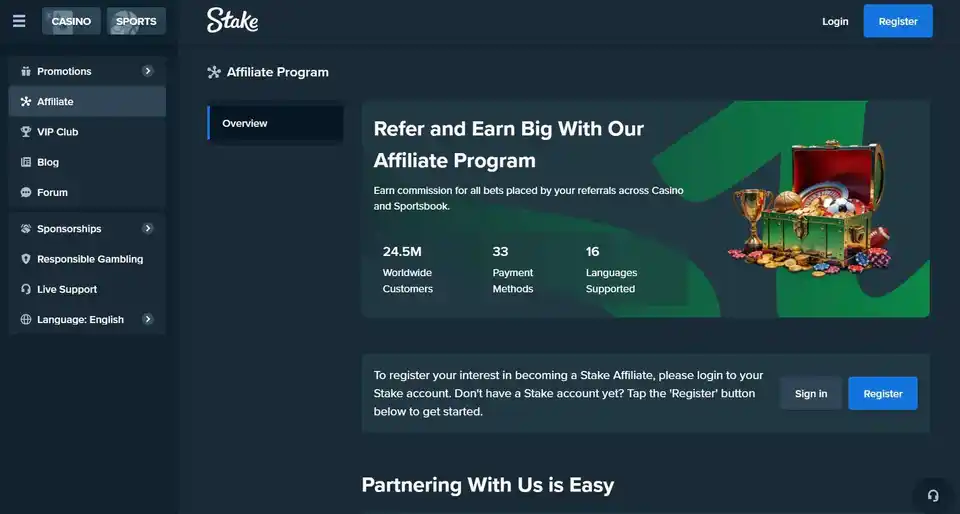 Sign up to Stake Affiliate Program