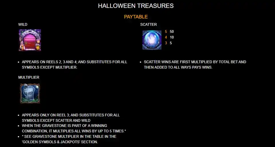 Halloween Treasures Slot Symbols