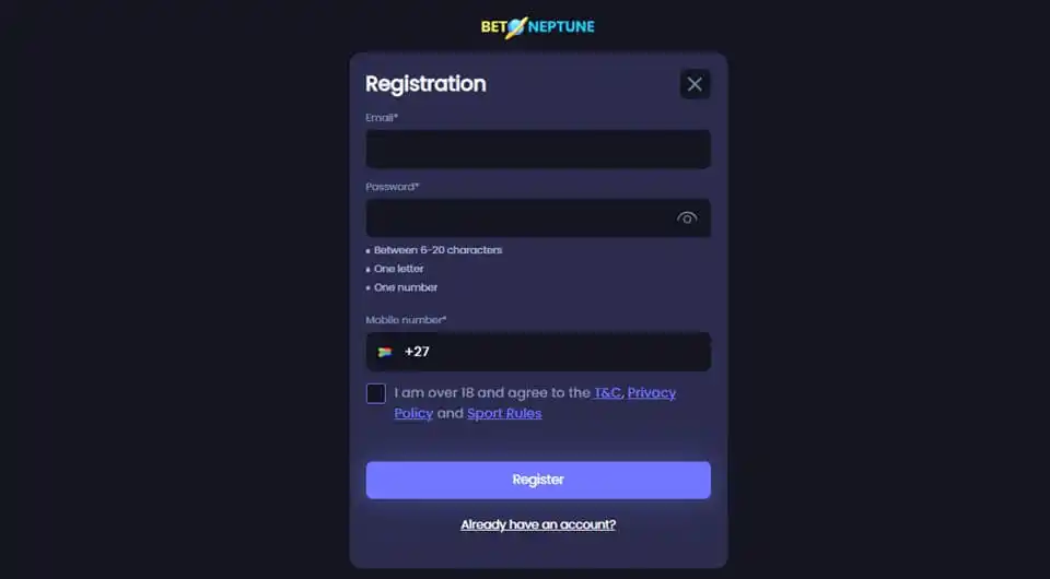 Betneptune Registration