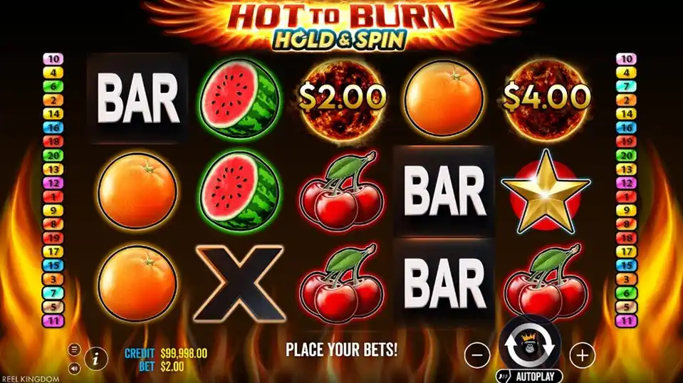 Hot to Burn Hold & Spin Slot Game Screenshot