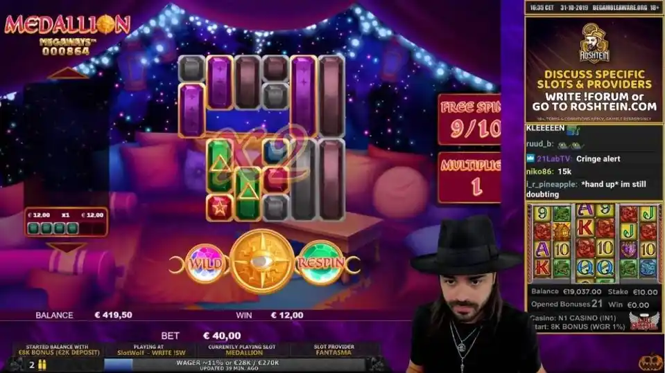 Roshtein casino stream