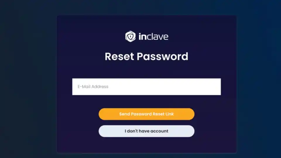 Enter email address to reset Inclave password