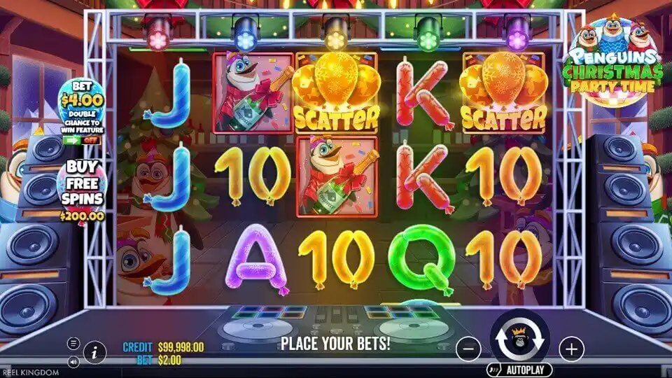 Penguins Christmas Party Time Slot Game Screenshot