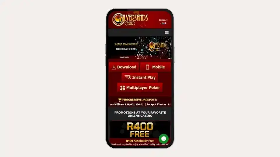 Silversands Casino on Mobile