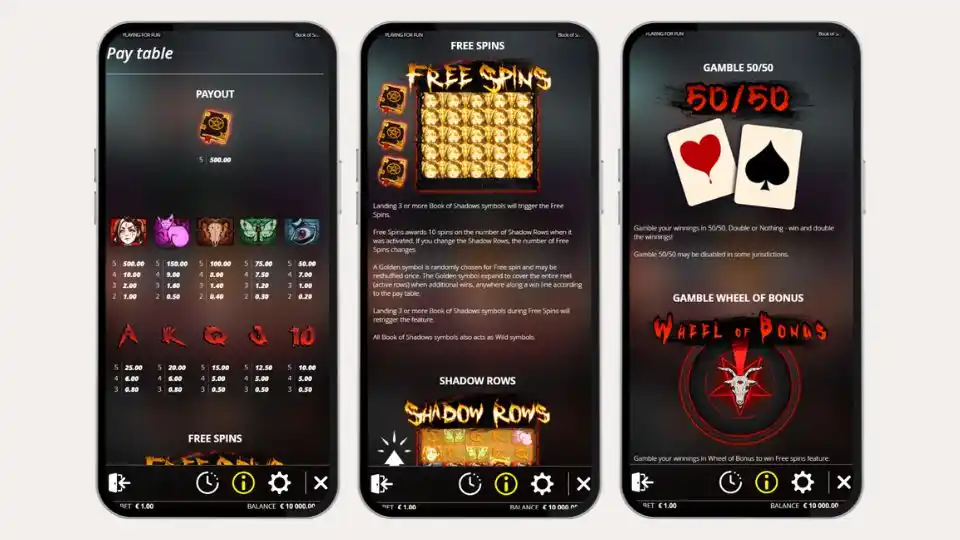 Book of Shadows Slot Game Features