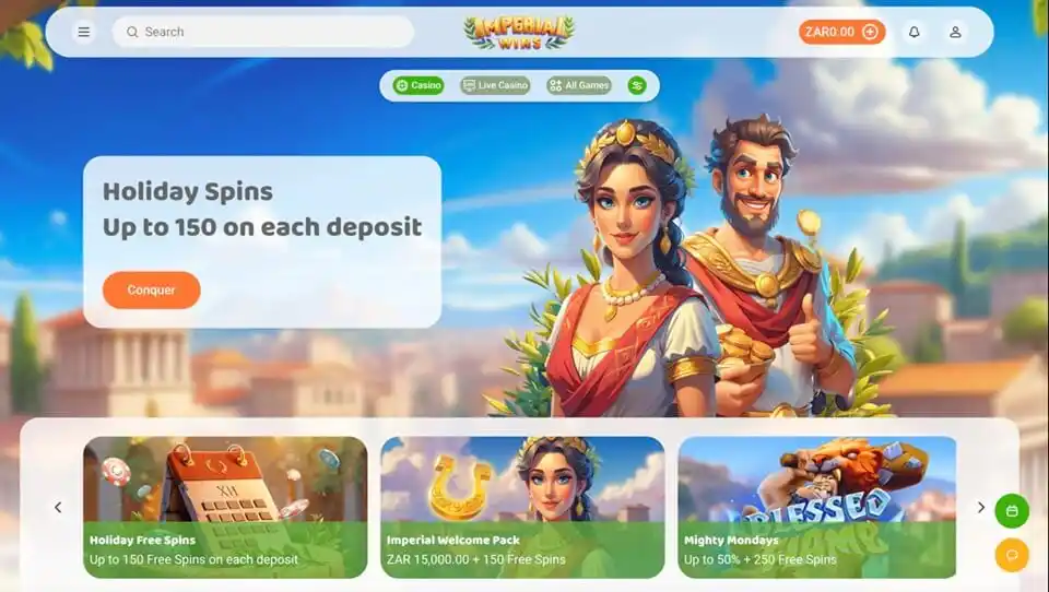 Imperial Wins Homepage Screenshot