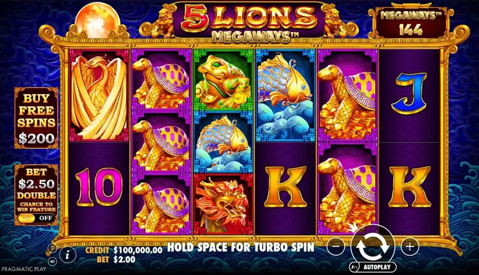 5 Lions Megaways Slot Game Screenshot