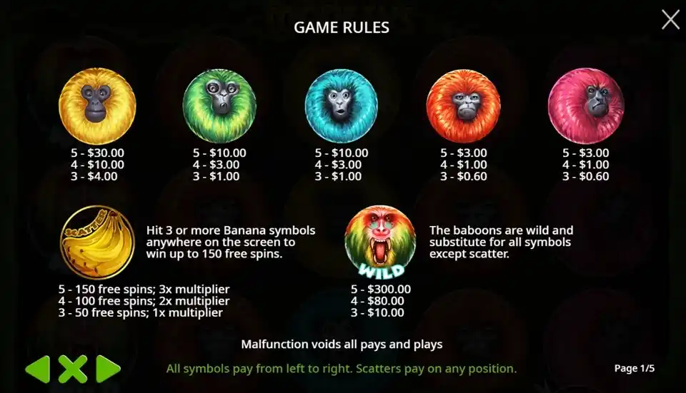 7 Monkeys Slot Symbols