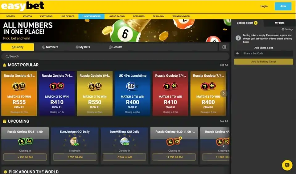 Easybet Lucky Numbers