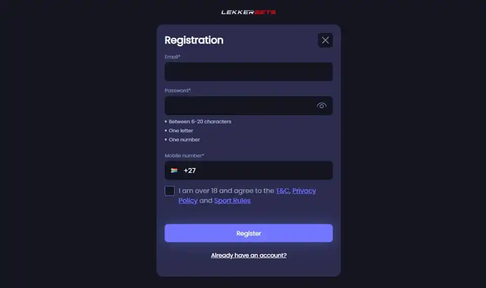 Lekkerbets Registration Form